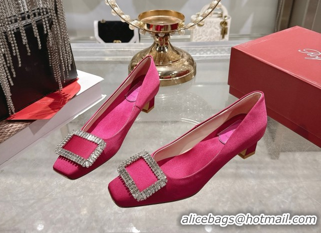 Big Discount Roger Vivier Belle Vivier Pumps 4.5cm in Satin and Strass Buckle Fuchsia Pink RV121201 2026