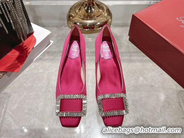 Big Discount Roger Vivier Belle Vivier Pumps 4.5cm in Satin and Strass Buckle Fuchsia Pink RV121201 2026