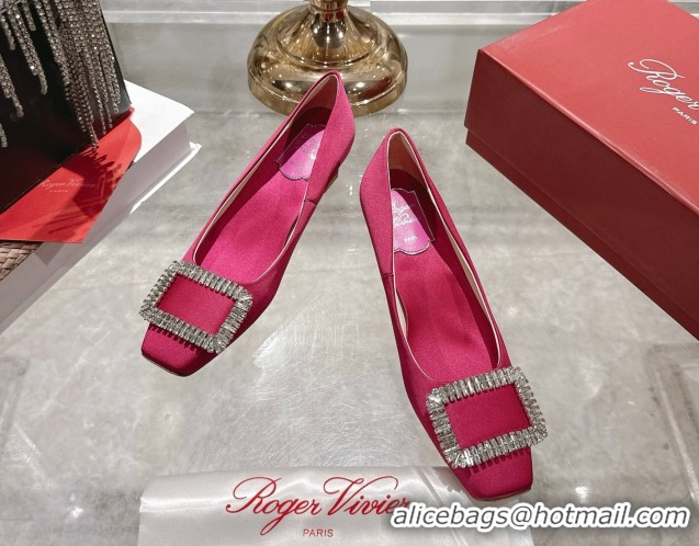 Big Discount Roger Vivier Belle Vivier Pumps 4.5cm in Satin and Strass Buckle Fuchsia Pink RV121201 2026