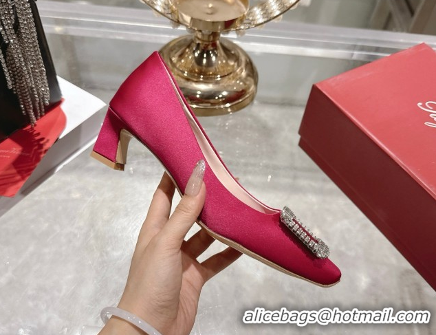 Big Discount Roger Vivier Belle Vivier Pumps 4.5cm in Satin and Strass Buckle Fuchsia Pink RV121201 2026