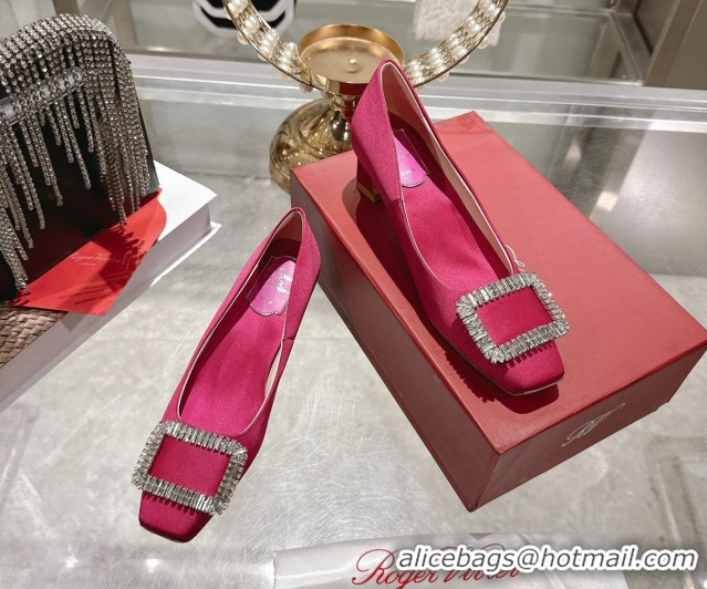 Big Discount Roger Vivier Belle Vivier Pumps 4.5cm in Satin and Strass Buckle Fuchsia Pink RV121201 2026