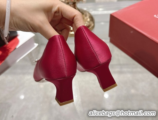 Big Discount Roger Vivier Belle Vivier Pumps 4.5cm in Satin and Strass Buckle Fuchsia Pink RV121201 2026