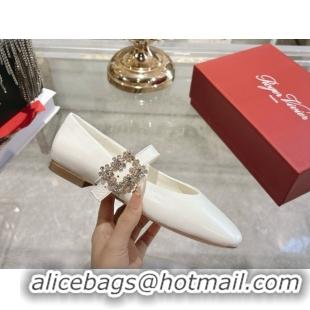 Charming Roger Vivier Vivier Mary Janes Ballerinas Flat in Calf Leather and Strass White RV121201 2026