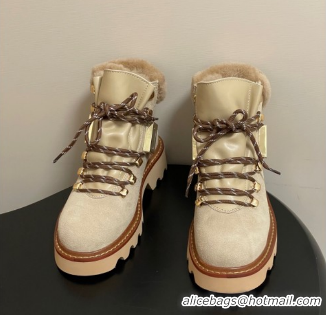 Best Price Roger Vivier Viv' Rangers Truck Booties 5cm in Suede and Wool Beige RV121203 1212021 2026