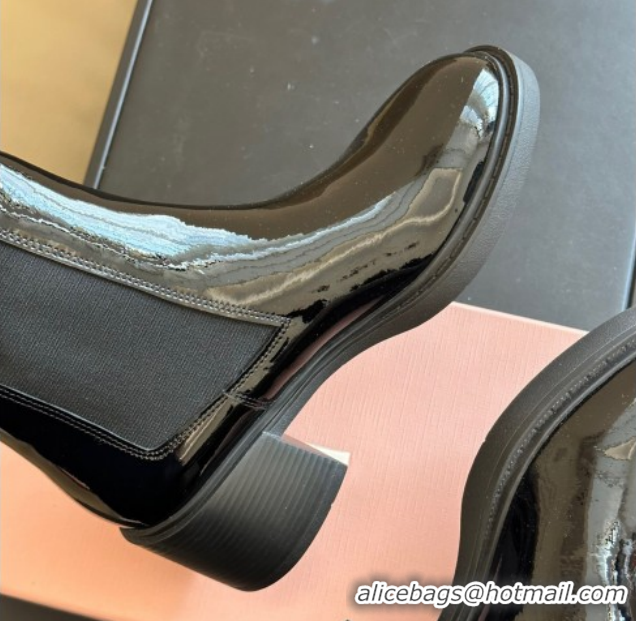 Classic Hot Roger Vivier Viv' Rangers Chelsea Booties 6cm in Patent Leather with Strass Buckle Black RV121204 1212024 20