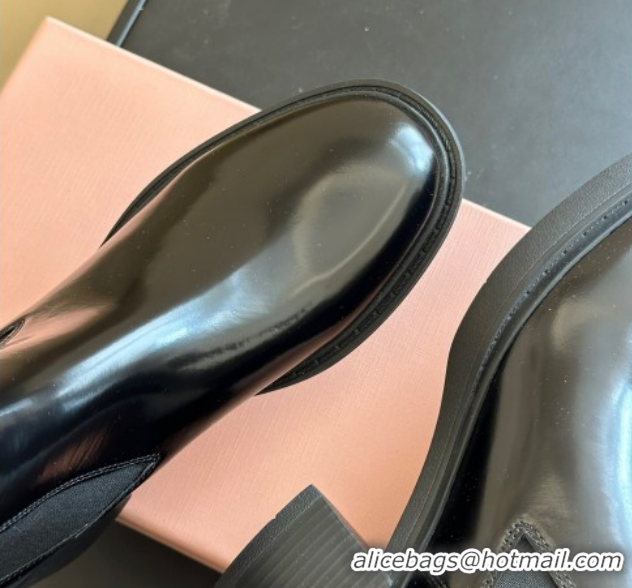 Pretty Style Roger Vivier Viv' Rangers Chelsea Booties 6cm in Shiny Leather with Strass Buckle Black RV121204 1212025 20