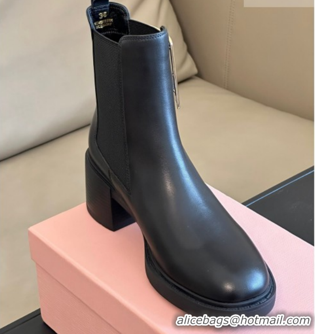 Purchase Roger Vivier Viv' Rangers Chelsea Booties 6cm in Calfskin Leather with Metal Buckle Black RV121204 1212026 2026