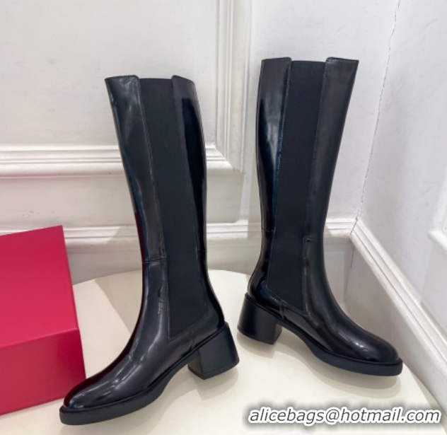 Low Price Roger Vivier Viv' Rangers High Boots 6cm in Patent Leather with Strass Buckle Black 2025 RV121204 1212028 2026
