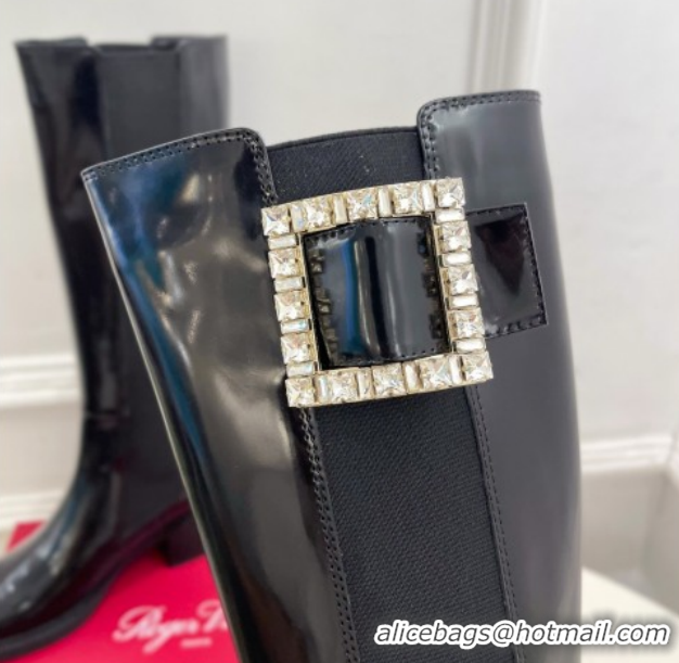Low Price Roger Vivier Viv' Rangers High Boots 6cm in Patent Leather with Strass Buckle Black 2025 RV121204 1212028 2026