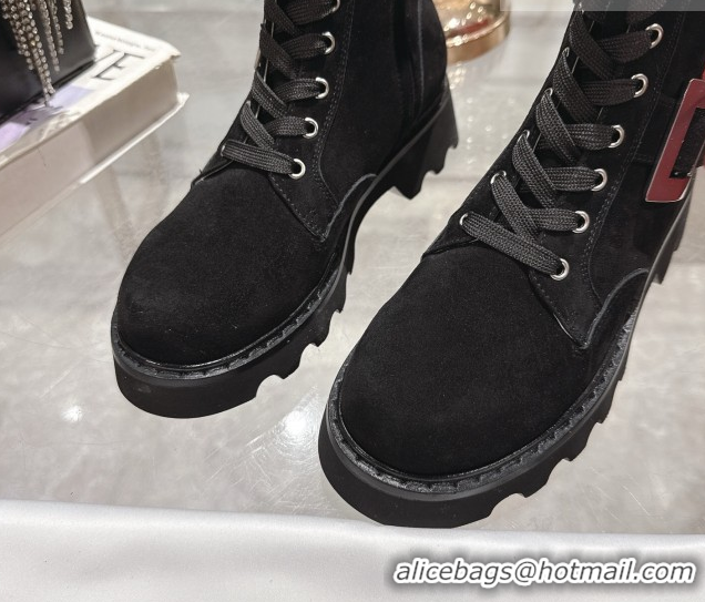 Cheap Price Roger Vivier Viv' Rangers Truck Ankle Boots 5cm in Suede with Metal Buckle Black 1212033 2026