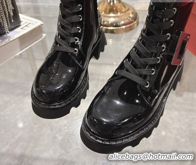 Top Grade Roger Vivier Viv' Rangers Truck Ankle Boots 5cm in Patent Leather with Metal Buckle Black 1212034 2026