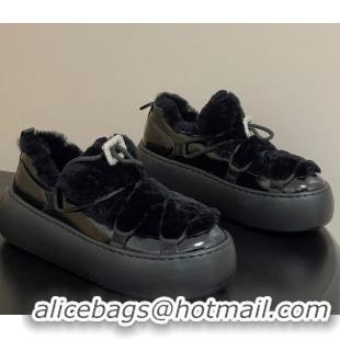 Popular Style Roger Vivier Viv' Up Sneakers 5cm in Suede and Wool with Strass Buckle Black 1212043 2026