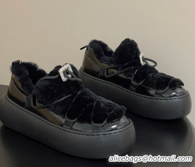 Popular Style Roger Vivier Viv' Up Sneakers 5cm in Suede and Wool with Strass Buckle Black 1212043 2026
