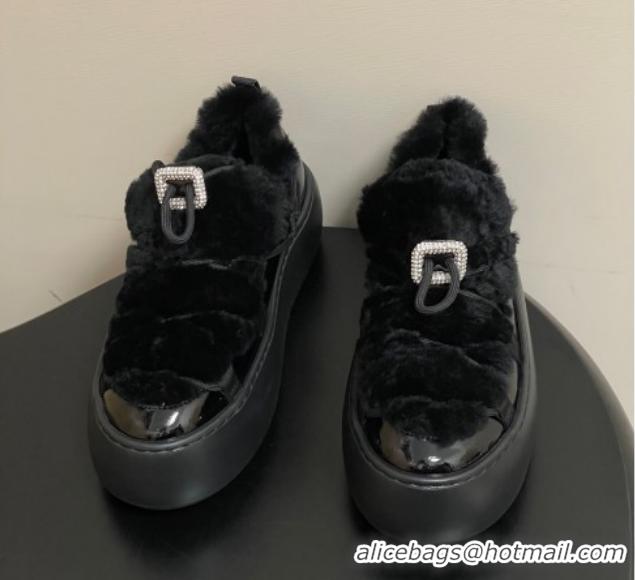 Popular Style Roger Vivier Viv' Up Sneakers 5cm in Suede and Wool with Strass Buckle Black 1212043 2026