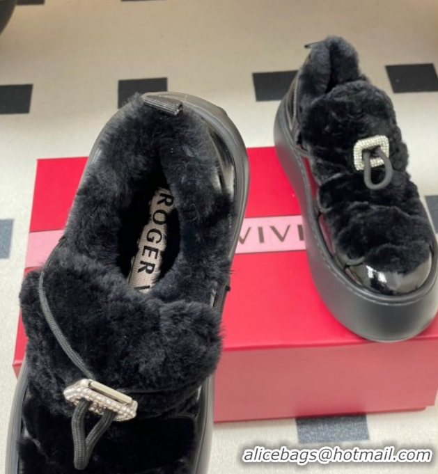 Popular Style Roger Vivier Viv' Up Sneakers 5cm in Suede and Wool with Strass Buckle Black 1212043 2026