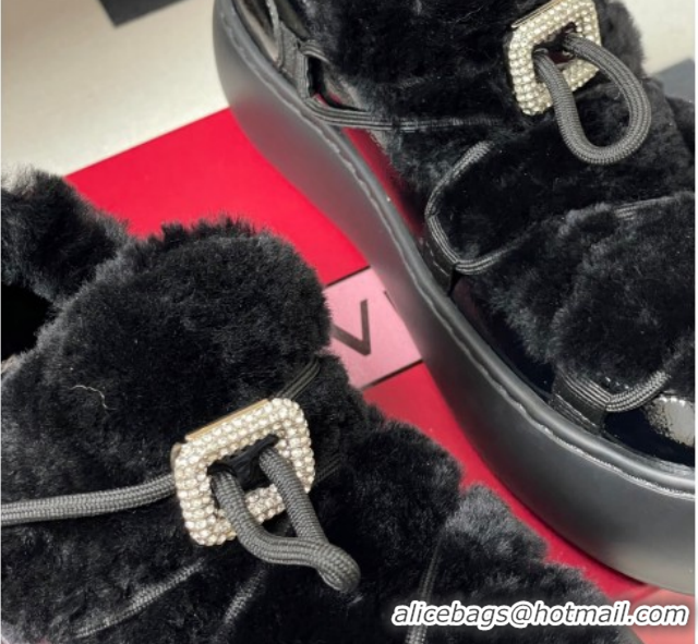 Popular Style Roger Vivier Viv' Up Sneakers 5cm in Suede and Wool with Strass Buckle Black 1212043 2026