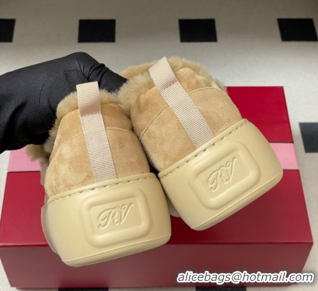 Shop Duplicate Roger Vivier Viv' Up Sneakers 5cm in Suede and Wool with Strass Buckle Beige 1212044 2026