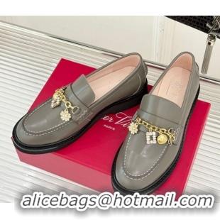 Luxury Cheap Roger Vivier Viv' Rangers Loafers in Patent Leather with Charm Grey 1212045 2026