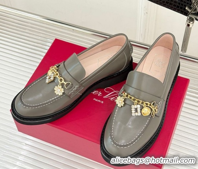 Luxury Cheap Roger Vivier Viv' Rangers Loafers in Patent Leather with Charm Grey 1212045 2026
