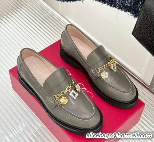 Luxury Cheap Roger Vivier Viv' Rangers Loafers in Patent Leather with Charm Grey 1212045 2026