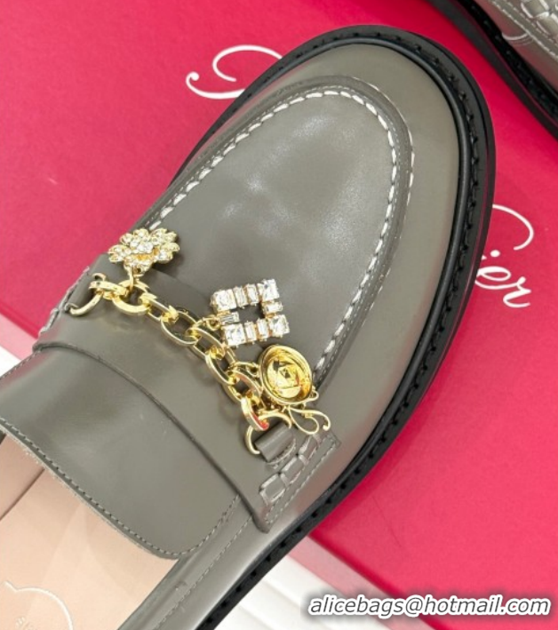 Luxury Cheap Roger Vivier Viv' Rangers Loafers in Patent Leather with Charm Grey 1212045 2026