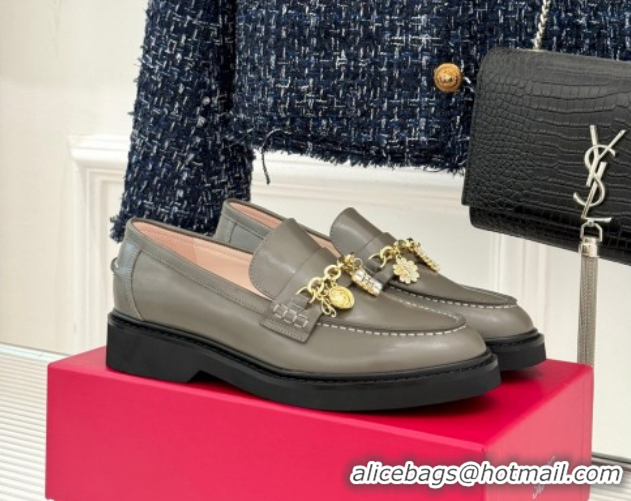 Luxury Cheap Roger Vivier Viv' Rangers Loafers in Patent Leather with Charm Grey 1212045 2026