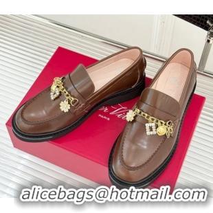 Luxury Roger Vivier Viv' Rangers Loafers in Patent Leather with Charm Brown 1212046 2026