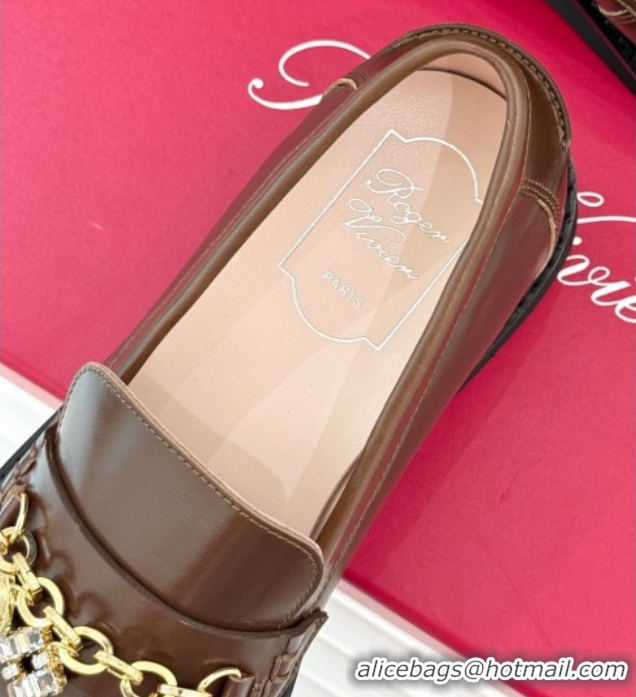 Luxury Roger Vivier Viv' Rangers Loafers in Patent Leather with Charm Brown 1212046 2026