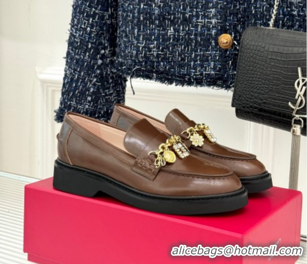Luxury Roger Vivier Viv' Rangers Loafers in Patent Leather with Charm Brown 1212046 2026