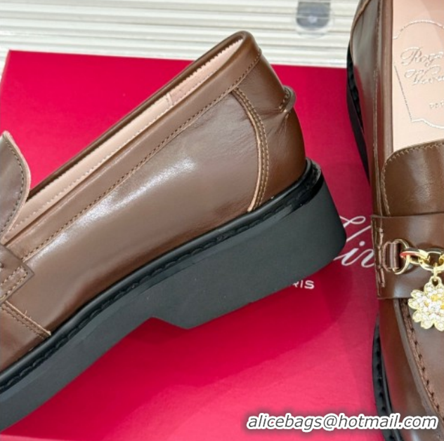 Luxury Roger Vivier Viv' Rangers Loafers in Patent Leather with Charm Brown 1212046 2026