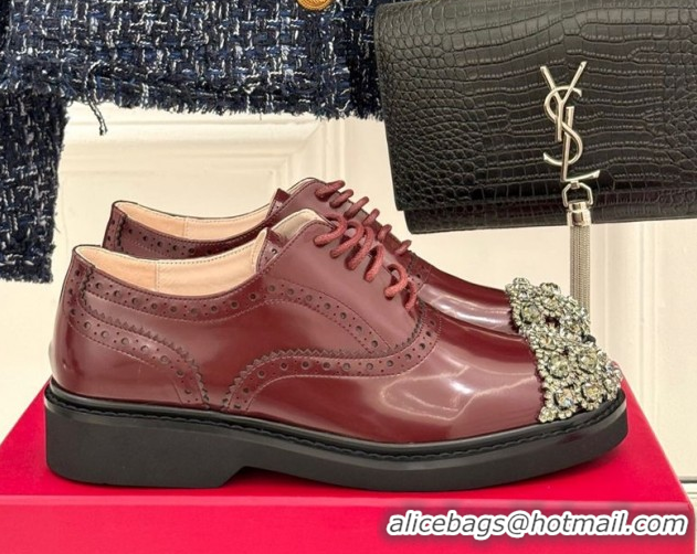 Good Product Roger Vivier Viv' Rangers Lace-ups Shoes in Patent Leather with Strass RV121207 Dark Burgundy 2026