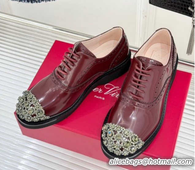 Good Product Roger Vivier Viv' Rangers Lace-ups Shoes in Patent Leather with Strass RV121207 Dark Burgundy 2026