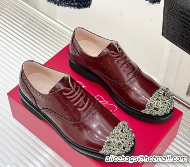 Good Product Roger Vivier Viv' Rangers Lace-ups Shoes in Patent Leather with Strass RV121207 Dark Burgundy 2026