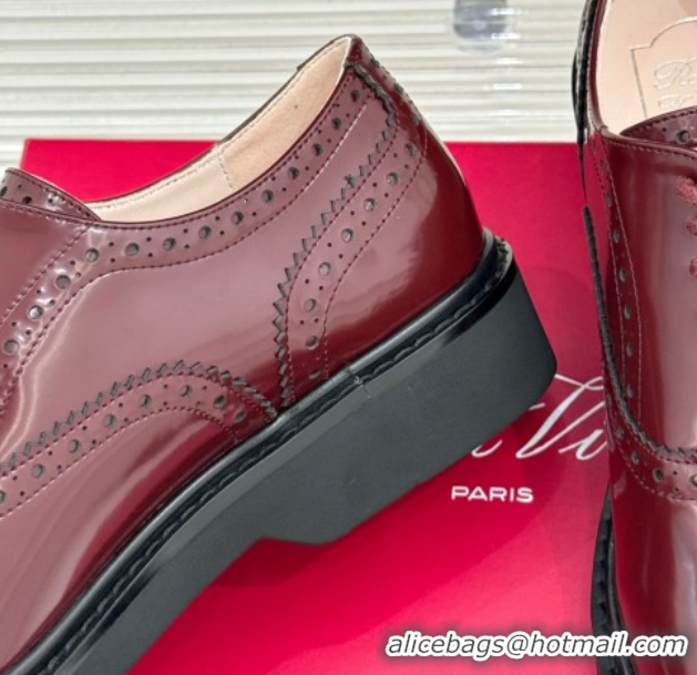 Good Product Roger Vivier Viv' Rangers Lace-ups Shoes in Patent Leather with Strass RV121207 Dark Burgundy 2026