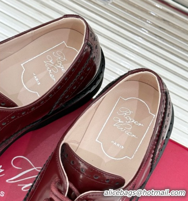 Good Product Roger Vivier Viv' Rangers Lace-ups Shoes in Patent Leather with Strass RV121207 Dark Burgundy 2026
