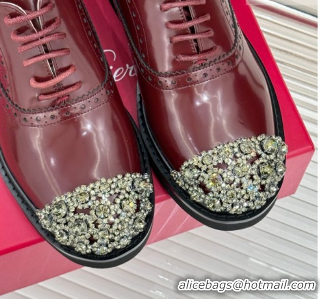 Good Product Roger Vivier Viv' Rangers Lace-ups Shoes in Patent Leather with Strass RV121207 Dark Burgundy 2026