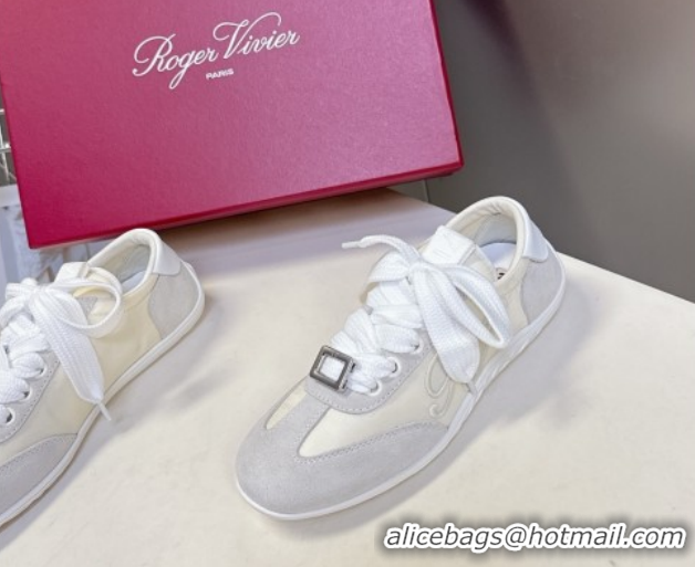 Low Cost Roger Vivier Viv Low Sneakers in Suede and Fabric RV121209 White 2026