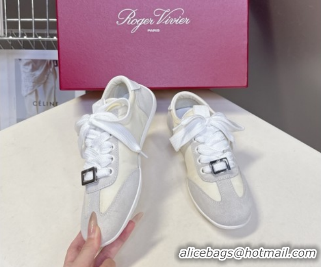 Low Cost Roger Vivier Viv Low Sneakers in Suede and Fabric RV121209 White 2026