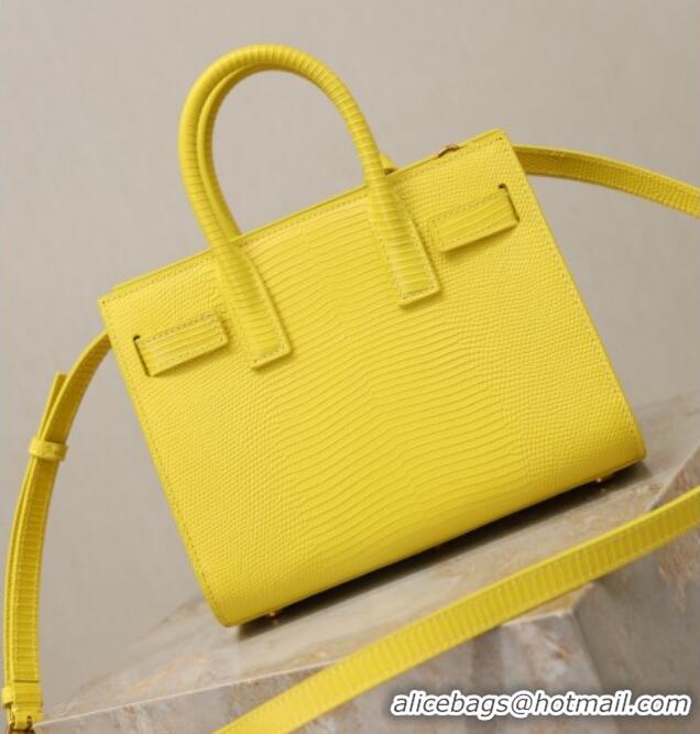 Famous Brand Saint Laurent Sac De Jour Nano Tote bag in Lizard Calfskin 717440 Yellow 2026