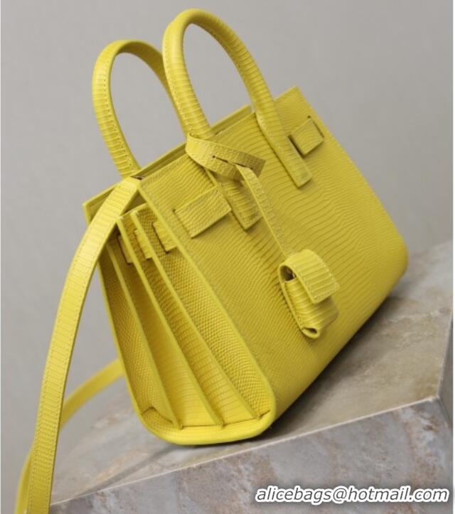 Famous Brand Saint Laurent Sac De Jour Nano Tote bag in Lizard Calfskin 717440 Yellow 2026