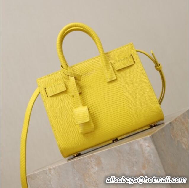 Famous Brand Saint Laurent Sac De Jour Nano Tote bag in Lizard Calfskin 717440 Yellow 2026
