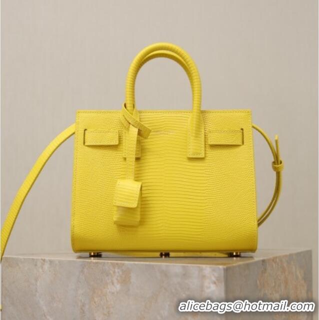 Famous Brand Saint Laurent Sac De Jour Nano Tote bag in Lizard Calfskin 717440 Yellow 2026