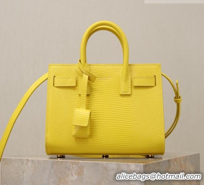 Famous Brand Saint Laurent Sac De Jour Nano Tote bag in Lizard Calfskin 717440 Yellow 2026