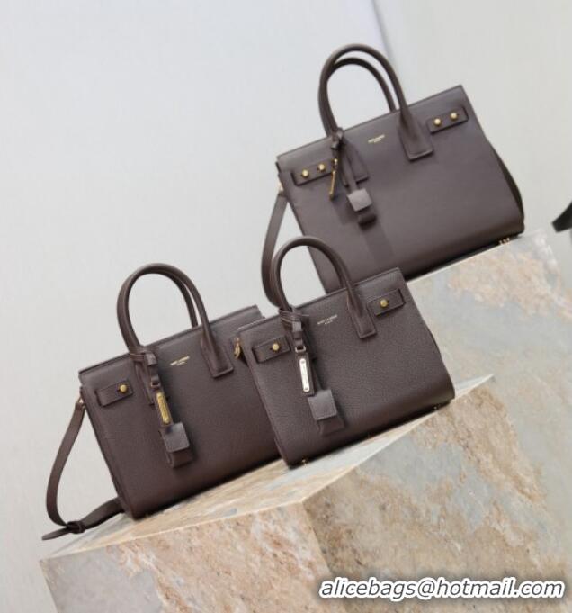 Famous Brand Saint Laurent Sac De Jour Nano Tote bag in Grained Calfskin 717440 Coffee 2026