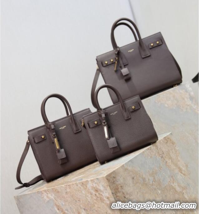 Promotional Saint Laurent Sac De Jour Baby Tote bag in Grained Leather 421863/477477 Coffee 2026