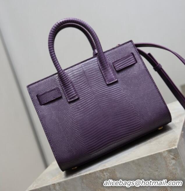 Promotional Saint Laurent Sac De Jour Nano Tote bag in Lizard Calfskin 717440 Purple 2026