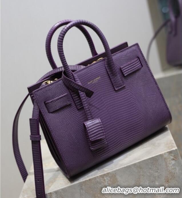 Promotional Saint Laurent Sac De Jour Nano Tote bag in Lizard Calfskin 717440 Purple 2026