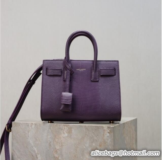 Promotional Saint Laurent Sac De Jour Nano Tote bag in Lizard Calfskin 717440 Purple 2026