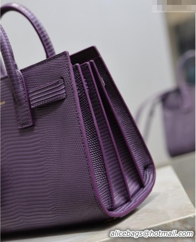 Promotional Saint Laurent Sac De Jour Nano Tote bag in Lizard Calfskin 717440 Purple 2026