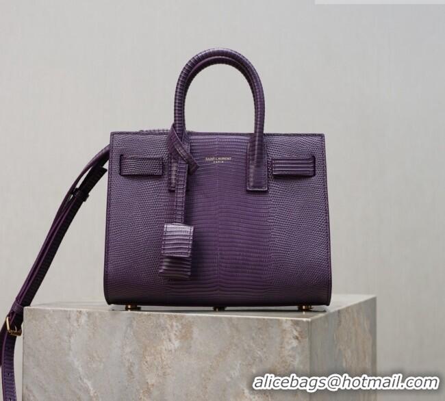 Promotional Saint Laurent Sac De Jour Nano Tote bag in Lizard Calfskin 717440 Purple 2026